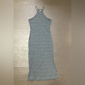 Blu Pepper Charcoal Ribbed Midi Dress